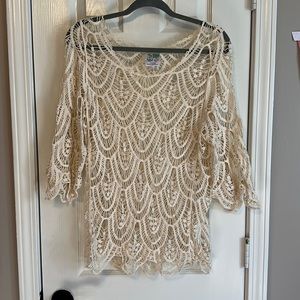 Cream Crochet India Boutique Layering Top
